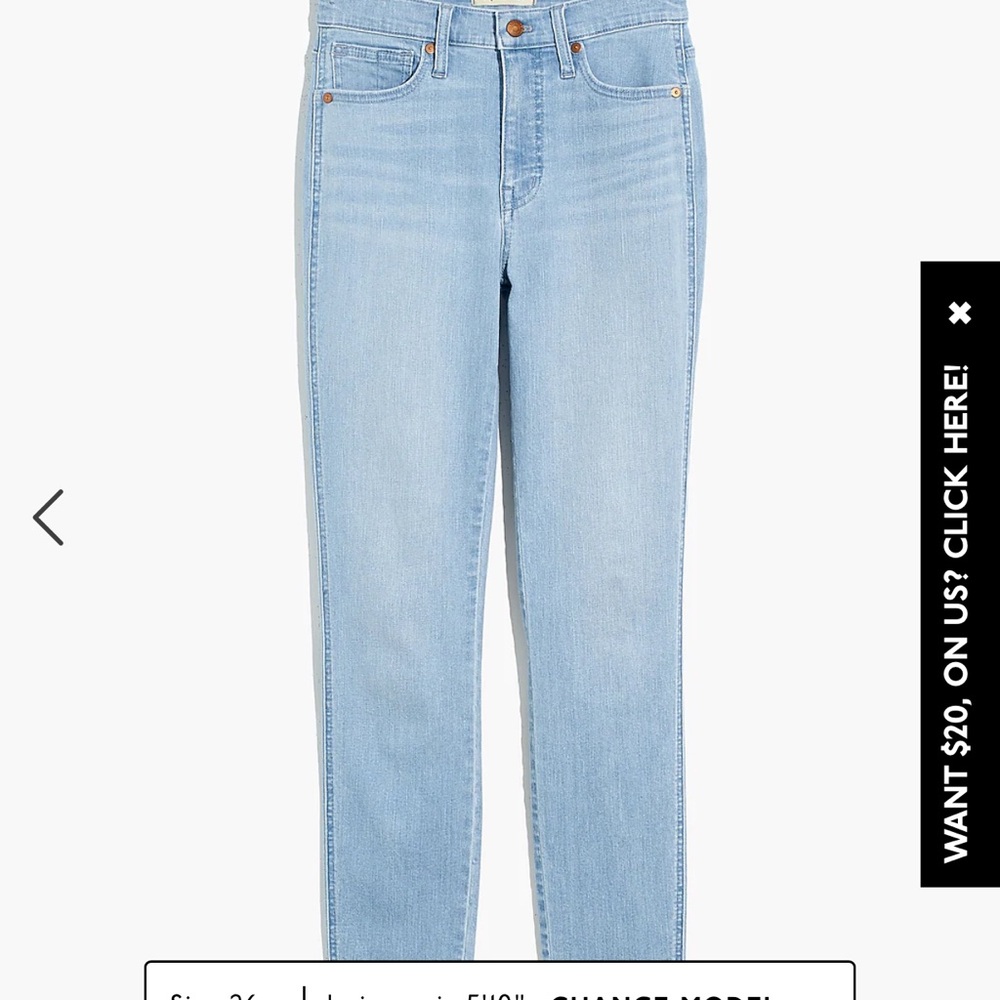 NWT madewell 10" High-Rise Skinny Jeans in Longton Wash
